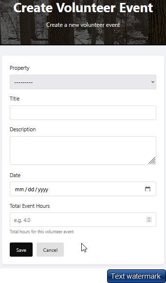 Create volunteer event