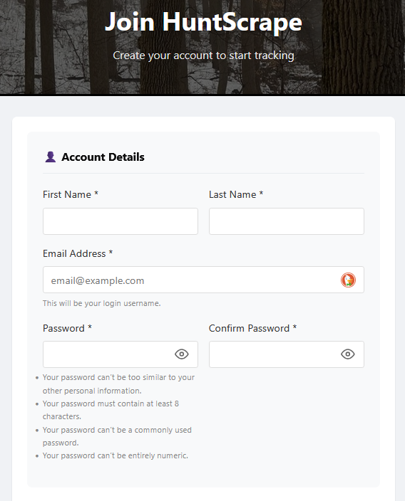 Create your HuntScrape account