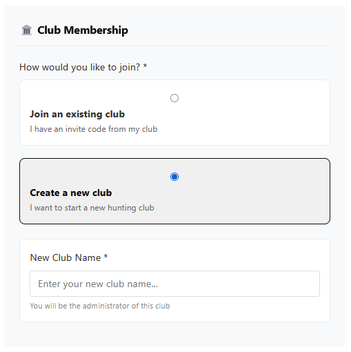 Create your hunting club
