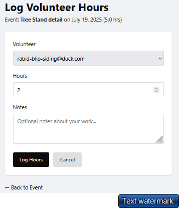Log volunteer hours form